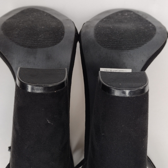 Torrid Women's Black Suede Leather Two Strap Tapered Open Toe Chunky Heel - Picture 11 of 16